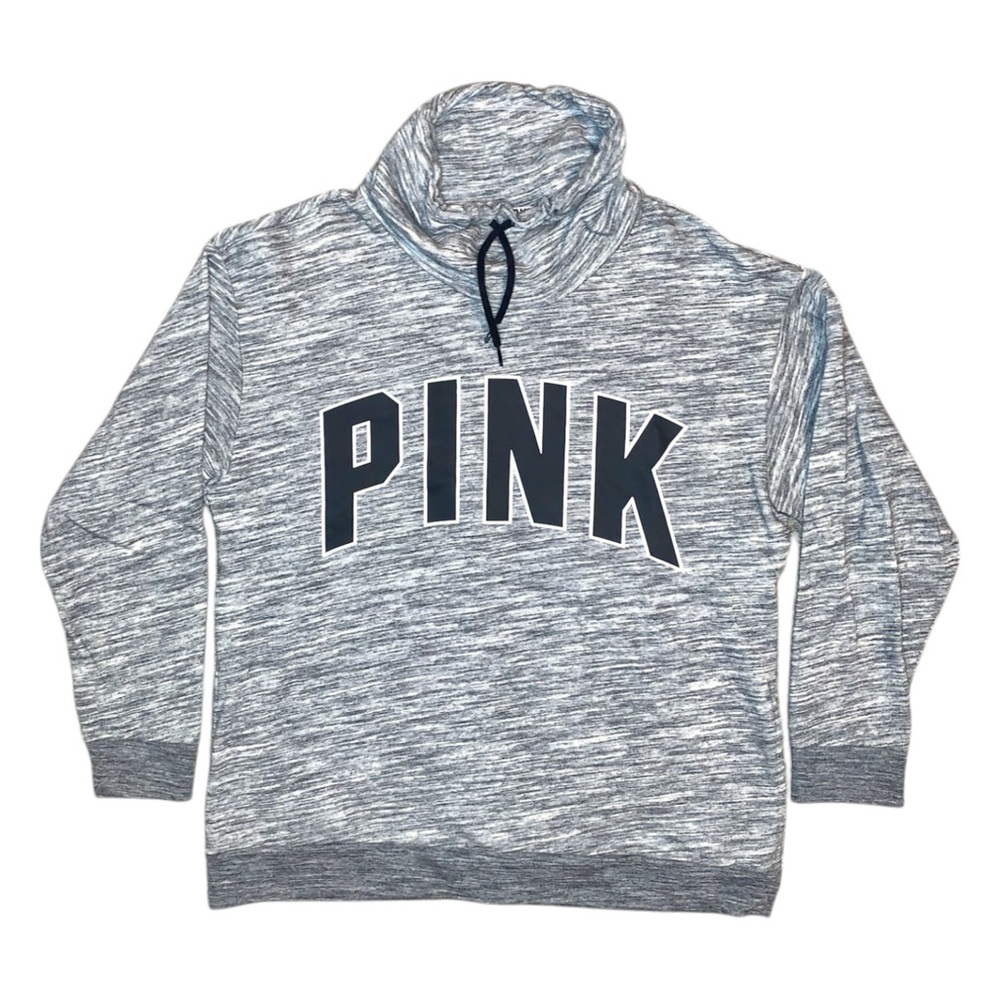 PINK marled gray cowl neck sweatshirt